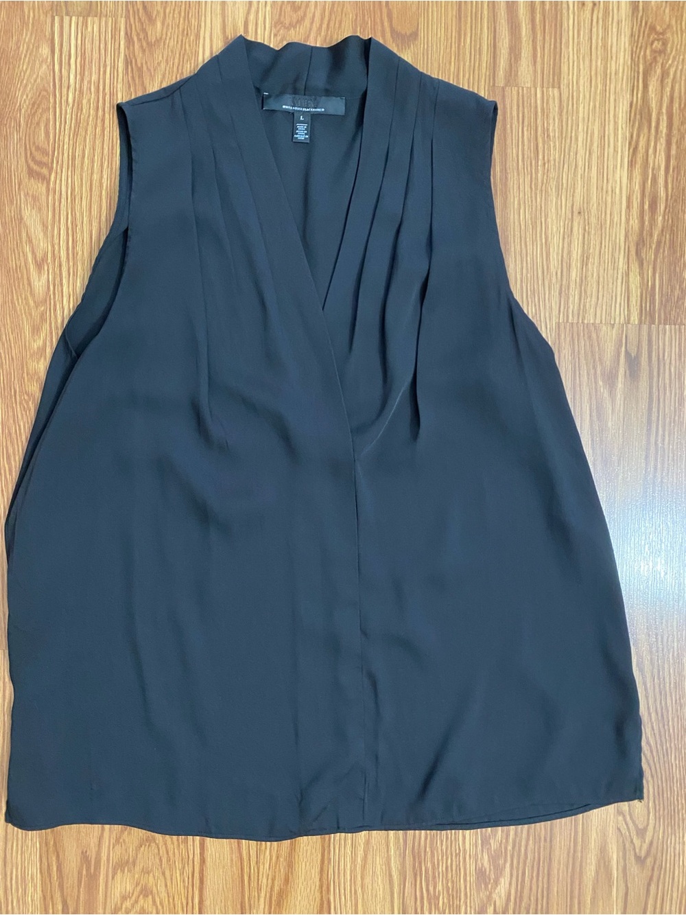 White House Black Market Black Pleated V-Neck Sleeveless Camisole